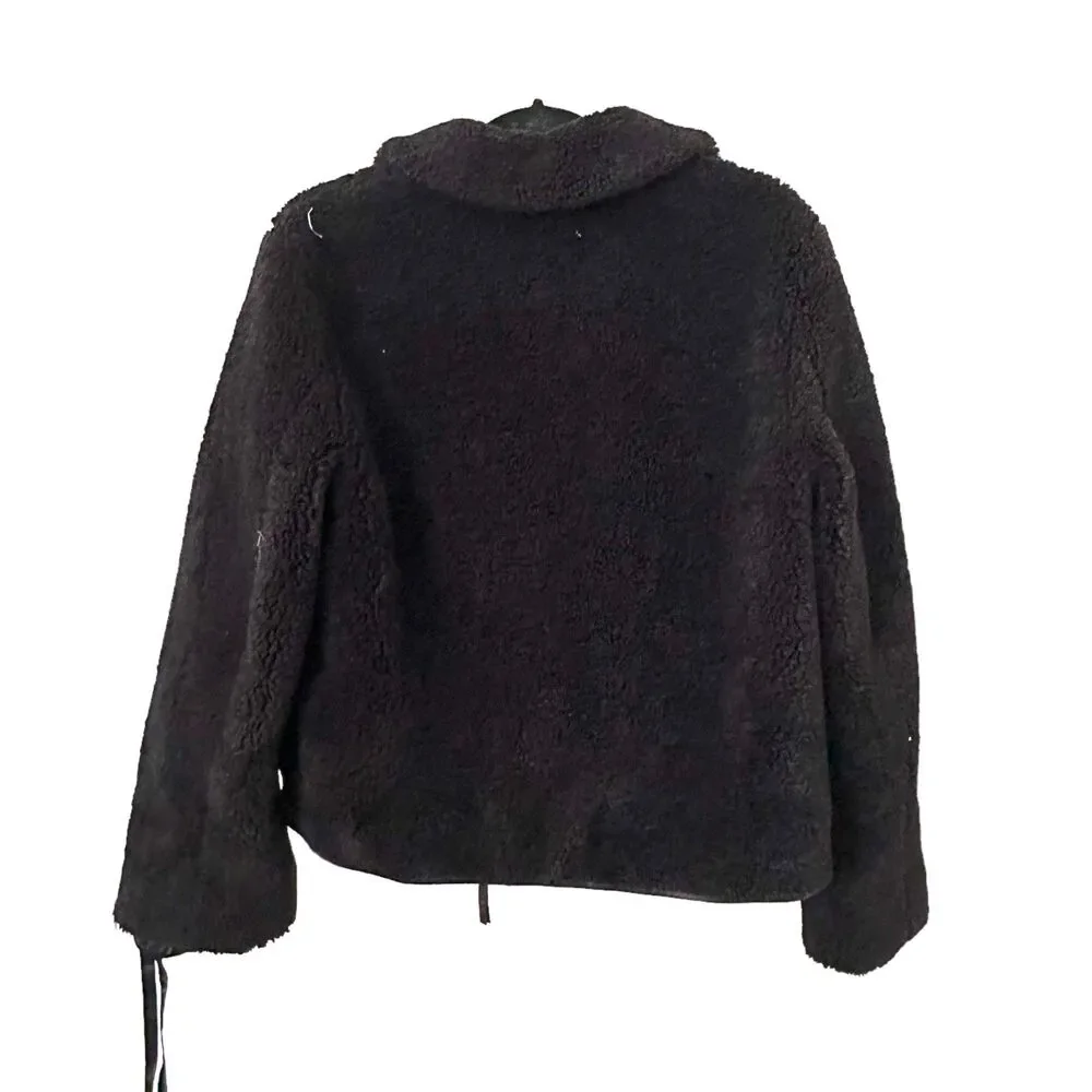 TORY BURCH‎ Tie-Cuff Faux Fur Jacket Sz Medium